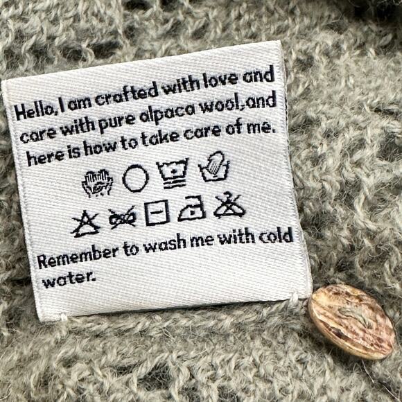 Yanawara Tan Wara Baby Alpaca Open Knit Ethical Coastal Boho Cardigan Size Large - Picture 10 of 12